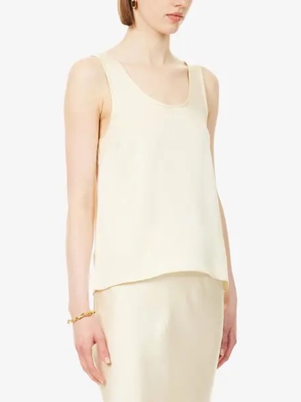 Anthropologie ANINE BING Lea Sleeveless Silk top in CREAM LIGHT YELLOW NWT M